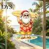 Tropical Santa Window Cling Claus Surf Static Sticker, Christmas PVC Decal, Waterproof Seasonal Decoration Easy Apply Sticker for Glass Doors
