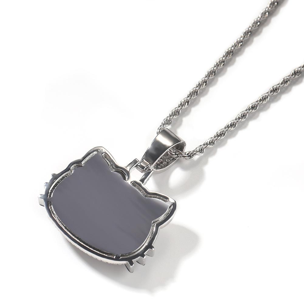 European and American New Jewelry Cute Cartoon Cat Zircon Pendant Gold Hip Hop Style Girl Necklace