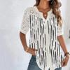 2026 Women's Turn-Down Collar Short Sleeve Top with Button Row - New Fashion