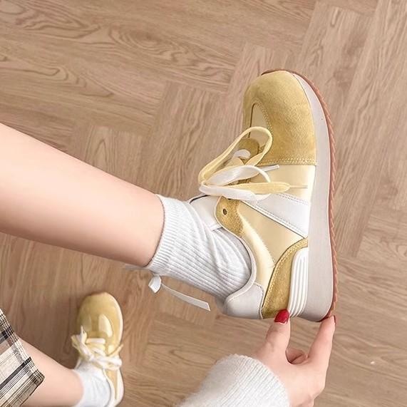 2025 Neu Frühling und Herbst Deutsch Training Sport Laufen Lässig Vielseitig Damen Dicksohlig Leicht Rundkopf Daddy Nicht glänzend Forrest