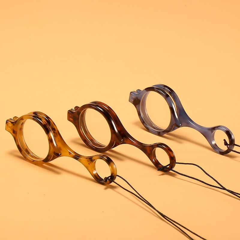 Retro Women's Jade Rope Foldable Hanging Neck Reading Glasses