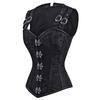 JYL TS black lace up sleeveless 12 steel bone double button chain button up waist shaping clothes for European and American courts