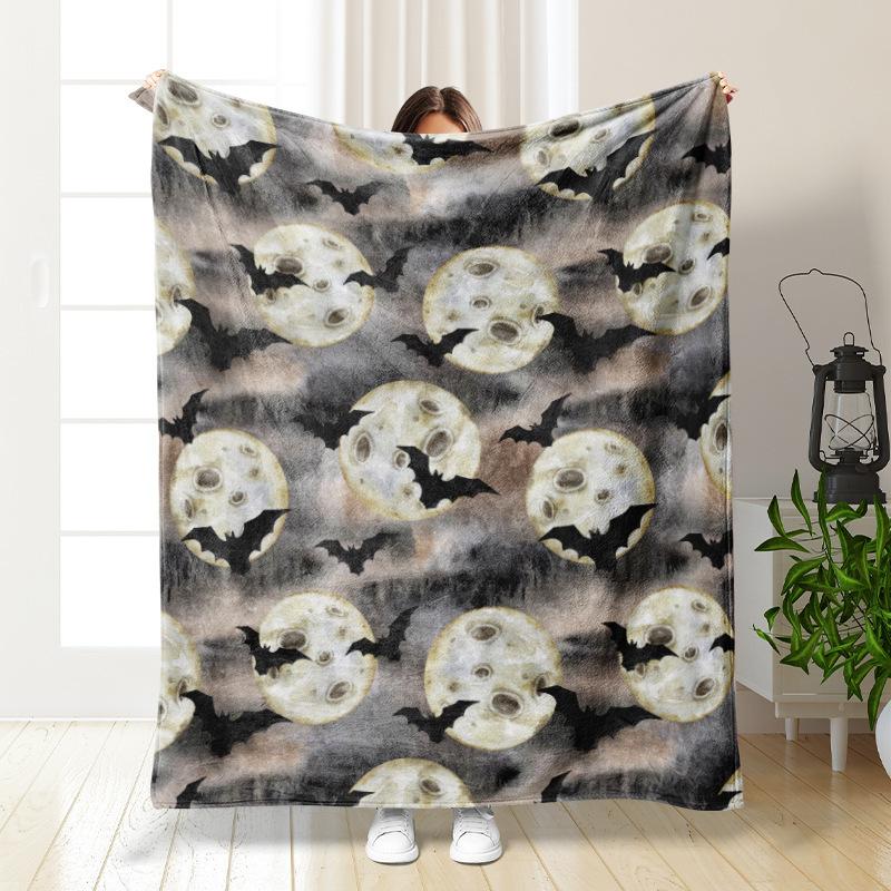 Halloween Theme digitalprinted polyester Bedroom velvet flannel soft sofa cover blanket Fleece soft sofa cover blankets