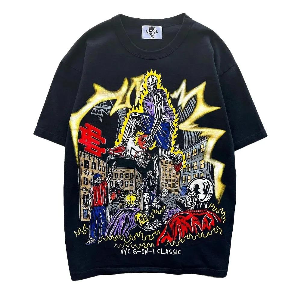 2024 Summer Classic WL T Shirts Streetwear Anime Casual Harajuku Pure Cotton T-Shirts Clothing Print Short Sleeve Tops Tees