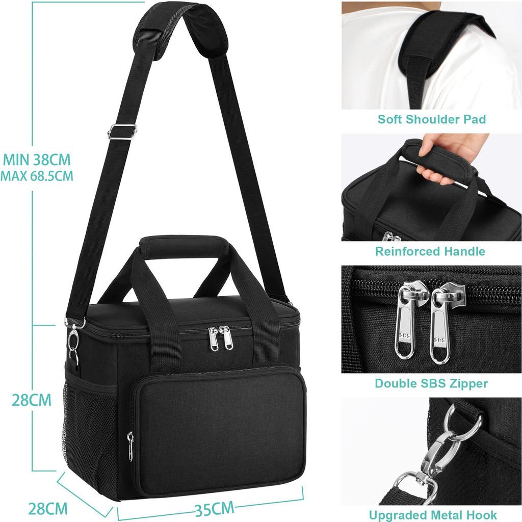 Large Capacity Insulated Lunch Bag With Shoulder Strap For Hiking And Daily Use