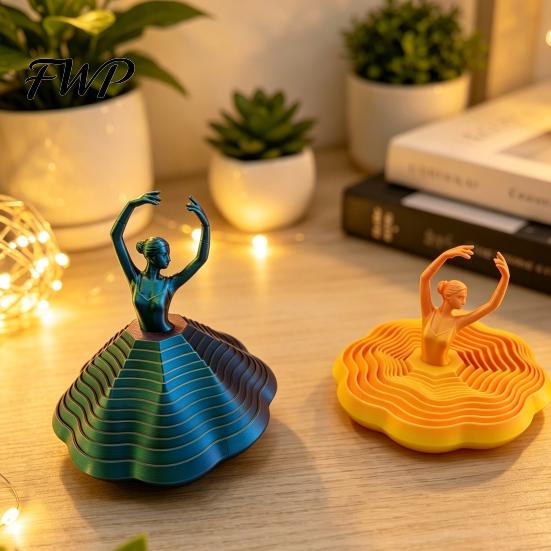 Artistic Fidget Spinner 3D Printed Spinning Ballerina Toy Ballet Dancer Expanded Sensory Office Desk Stress Reliever Whirling Spiral Relief for Adults