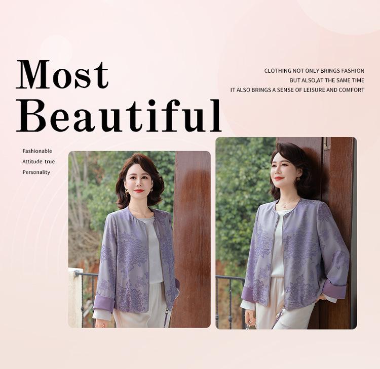 2025 New Chinese Style Jacquard Jacket for Fashionable Middle-Aged and Elderly Women
