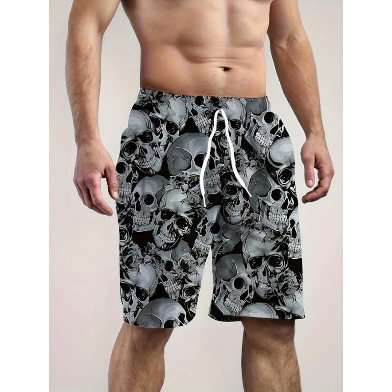 Summer Men Fashion Trend Shorts 3D Skull Graphic Shorts Summer Clothing Vacation Shorts Male Quick Drying Shorts Beach Shorts