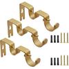 3 Pcs Double Curtain Rod Bracket for Curtain Rods, Heavy Duty Gold Curtain Rod Holders Hanging Brackets with Screws for 1" & 5/8"