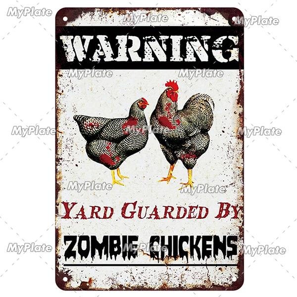 [MyPlate] Vintage Farm Chickens Retro Poster  Metal Sign Plate Tin Sign Wall Crafts Decor For Home Room Plaque Decoration Gift