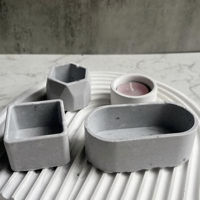 Diy Oval Candle Jar Silicone Mold Cement Plaster Small Flower Pot Concrete Wax Box Candle Tray Injection Mould Home Decor Crafts