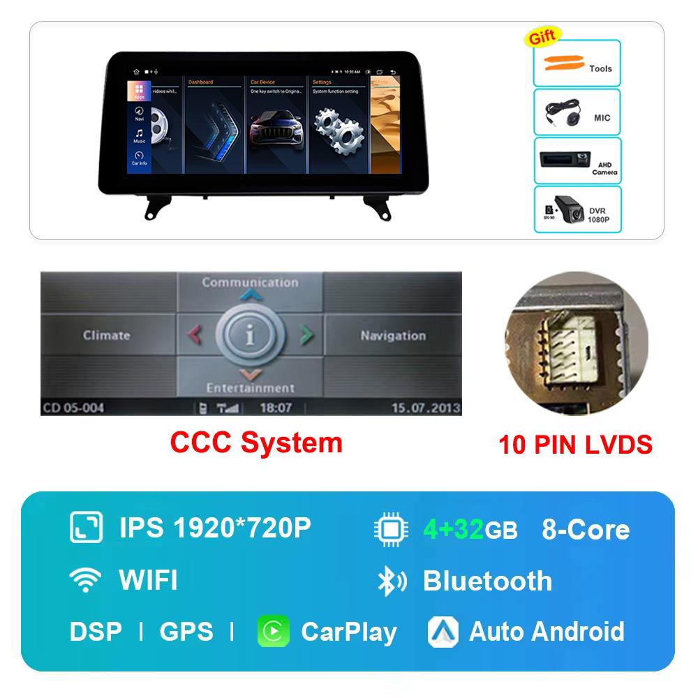 12.3 inch for BMW X5 E70 X6 E71 2007 - 2013 CCC CIC System GPS HD Touch Screen Android Car Radio Multimedia Player