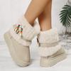 Casual Colorful Beads Decoration Thick Bottom Snow Boots Women 2025 Winter Fashion Faux Fur Ankle Boots Warm Plush Booties