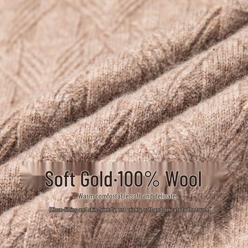 Men's 100% Wool Half-High Neck Warm Sweater