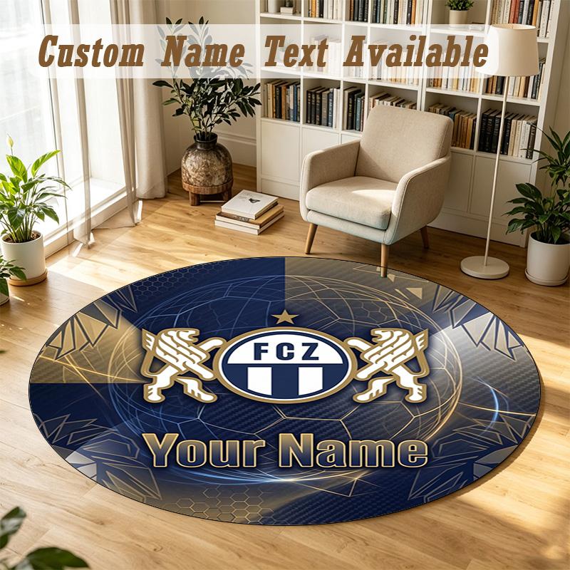 Round Rug Custom NameFC Zürich Pattern Non Slip Carpet Home Floor Decor