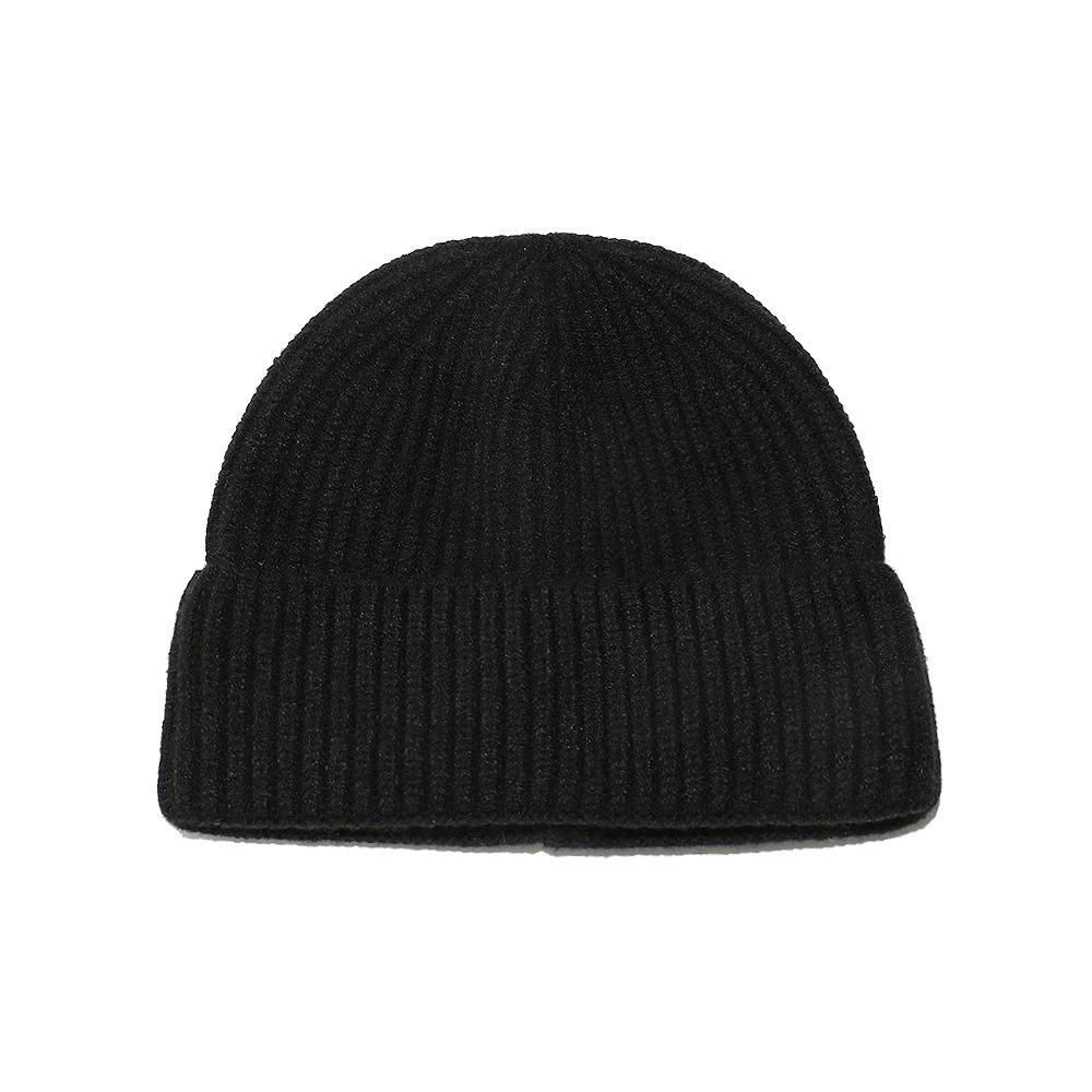 Cold hat men's winter warm solid color short melon fur hat men's dome wool knitted hat retro beanless winter hat