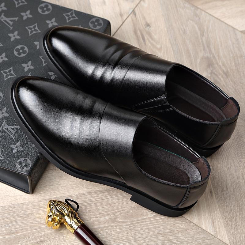 Fashion Autumn Winter Velvet Business Dress Shoes for Men Designer Slip-on Increase Loafers Men Fashion Casual Black Man Leather Shoes