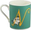 Moomin Initial Gift 8x9cm Little Moomin Gift for Made in Mug, Boxed, 320ml, Approx. Diameter, My, Design, Women, Birthday, Tableware, Japan, Green,