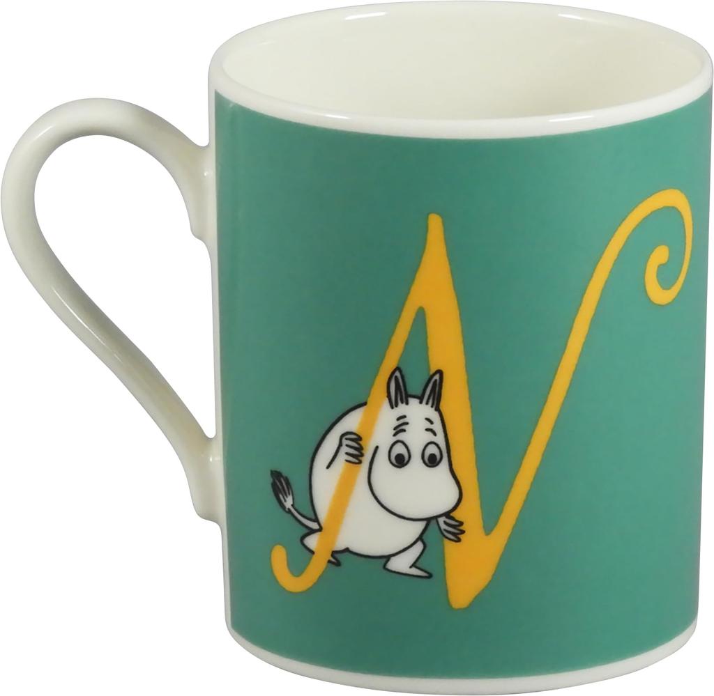 Moomin Initial Gift 8x9cm Little Moomin Gift for Made in Mug, Boxed, 320ml, Approx. Diameter, My, Design, Women, Birthday, Tableware, Japan, Green,
