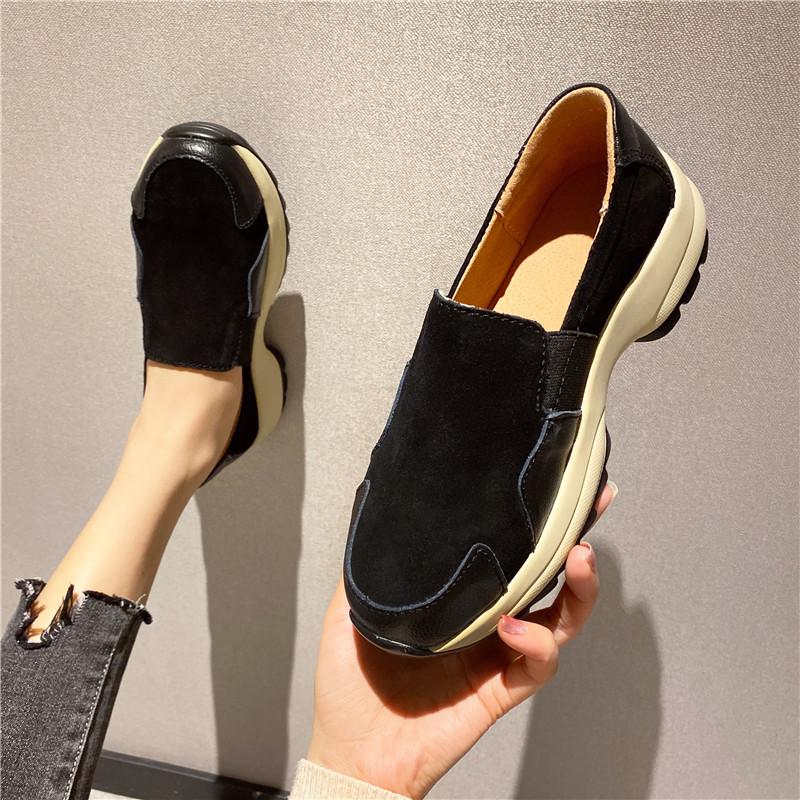 Damen Plateau-Loafer, lässig, elegant, schwarz, zum Reinschlüpfen, dicke Sohle, Shake-Schuh, Übergröße, Sneakers, Sportschuhe