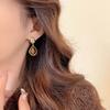 111 silver needle antique tiger's eye stone retro earrings, design temperament Maillard earrings earrings