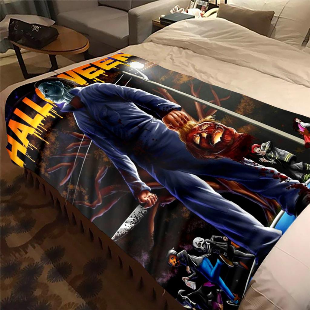 Couverture Affiche de Film d'Horreur Halloween Parfaite Toutes Saisons Douce Confortable Canapé Bureau Sieste Voyage Cadeau Festif