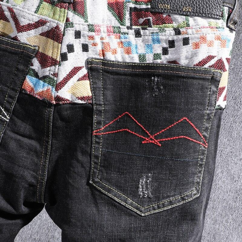 Moda Streetwear Hombre Jeans Elástico Slim Fit Bordado Patchwork Ripped  Denim Pantalones Japonés Estilo Vintage Designer Pantalones comprar a buen  precio — entrega gratuita, reseñas reales con fotos — Joom