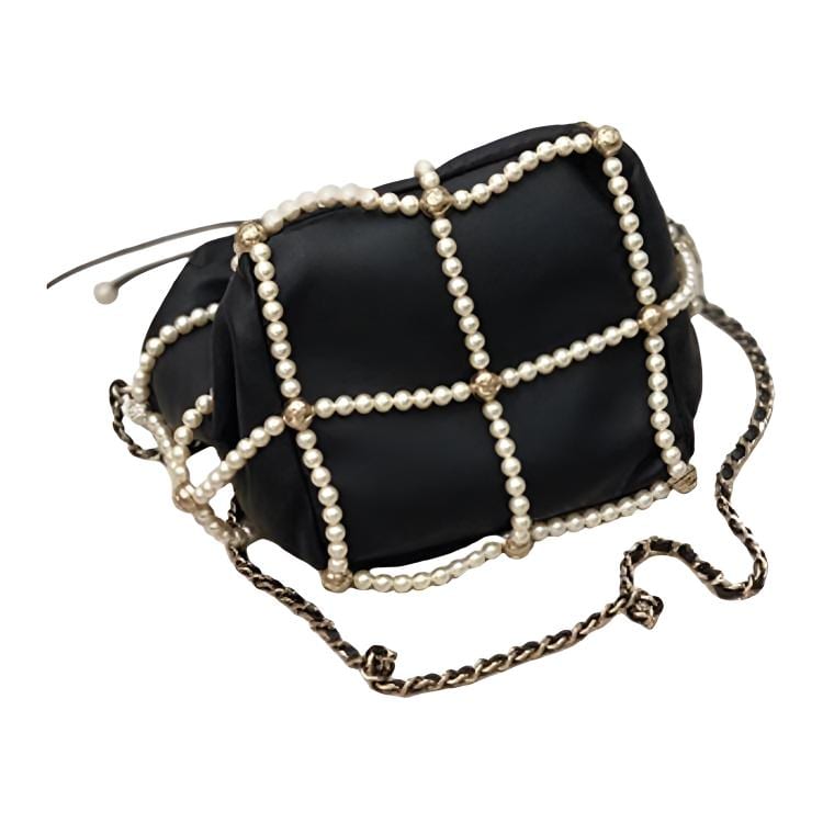 Chanel Pearl Drawstring Bag, Shoulder Bag, Crossbody Bag Small Women's Black AS2313-B04881-94305