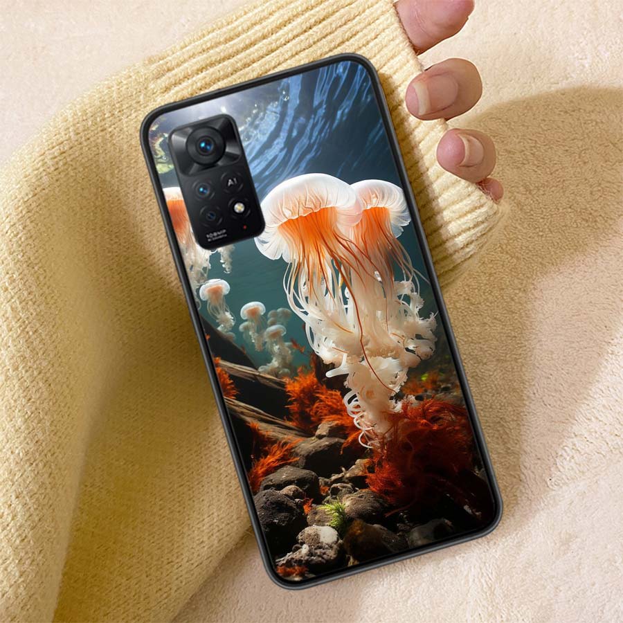 Magic Jellyfish Phone Case For Redmi Note 13 14 15 Pro Plus 12 13C 12C 15C 9 10 10C 9T 9C 9A TPU Soft Cover Clear Cell Cases Sho
