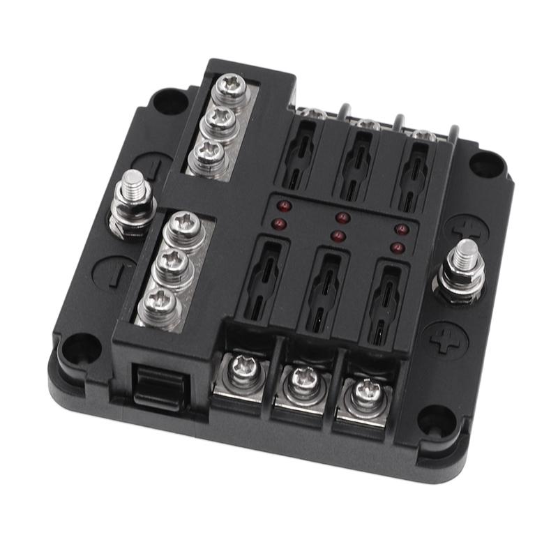 6 Way Fuse Box Holder With Blade Fuse Holder Block & Warning Indicator Car Boat Blade Fuse Box 12V 24V