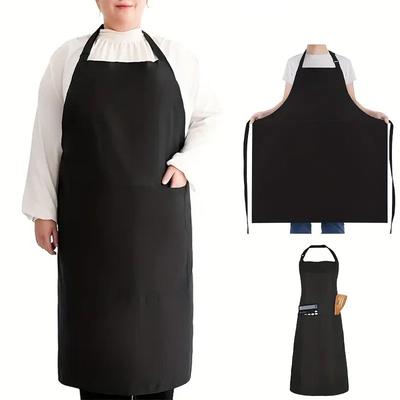 Plus Size Aprons with Pockets Kitchen Cooking Bib with Adjustable Neck Strap Water and Oil Resistant Chef Apron for Men Women