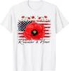 Memorial Day Remember Honor Patriotic USA Flag Flower T-Shirt