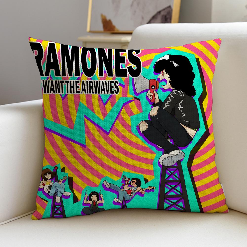 Punk RRamonesS Cushion Cover Breathable and skinfriendly linen pillowcase square removable and washable cushion