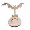 Small Tealight Display Halloween Wooden Candle Holder, Silhouette Ghost/Bat/Scarecrow/Bat Ghost Decor Holder for Home Table Fireplace Black Cat Base