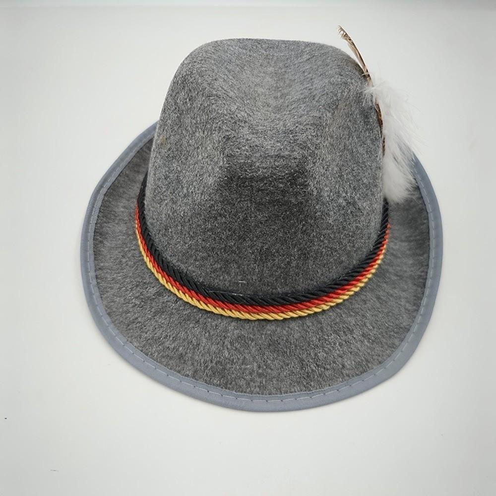 Decorative Side Cord Bavarian Feather Hat Classic Jazz Cap Fashion Accessory Fedora Hat Men Women