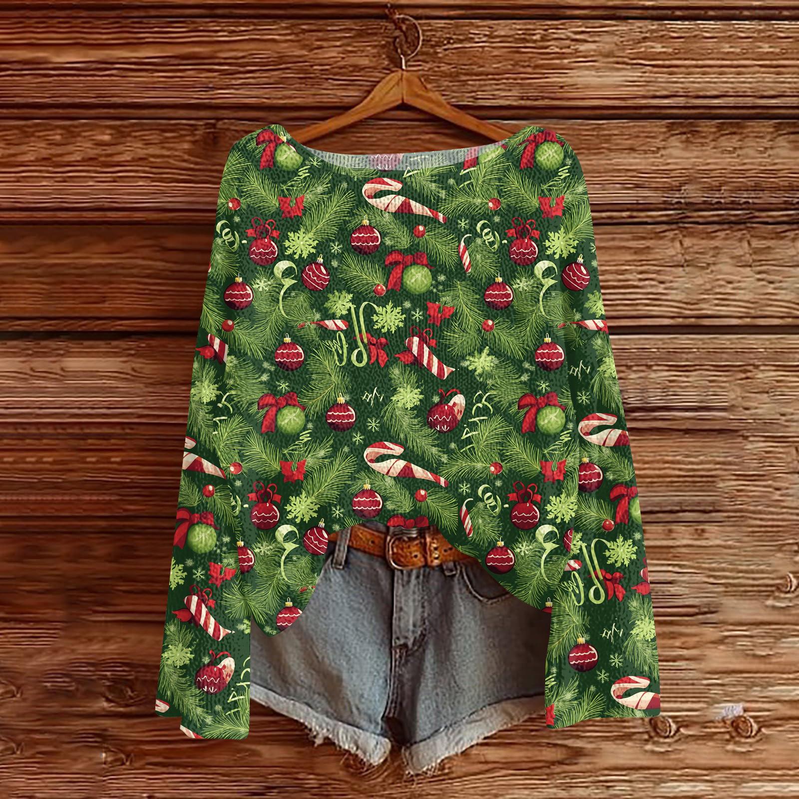 

Женский модный свитер с рождественским принтом, легкий, повседневный трикотажный пуловер с длинным рукавом M зелёный