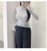 Korean Dongdaemun Women's Slim-Fit Cashmere High Neck Long Sleeve T-Shirt - Soft, Smooth, and Figure-Flattering