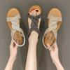Fashion Women Fashion Sandals 2024 New Round Toe High Heels Slippers Beach Soft Sole Shoes Trend Diamond Decoration Slip-on Ladies Shoes