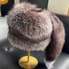 Fox Hair Bucket Hat Warm Ear Hat Winter Fur Thickened Lei Feng Hat Cute Tail Northeast Cold Basin Hat