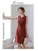 Mei Daiqian Women's Sleeveless Round Neck Midi Vest Dress - Slimming, Drapey, Professional Summer Wear