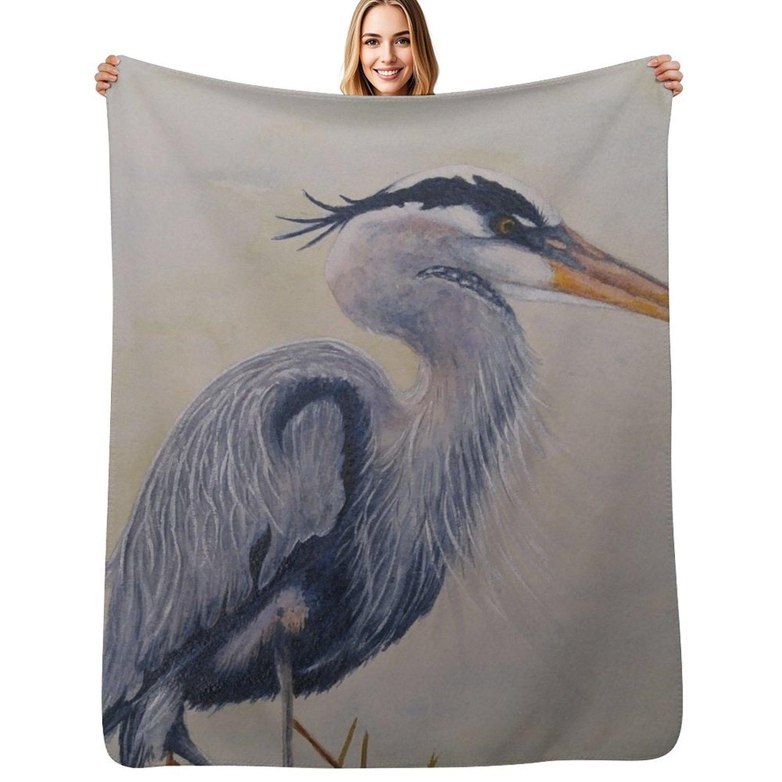 Great Blue Heron Throw Blanket No Pilling Soft Warm Blanket for Bed 102x76cm(40x30in)