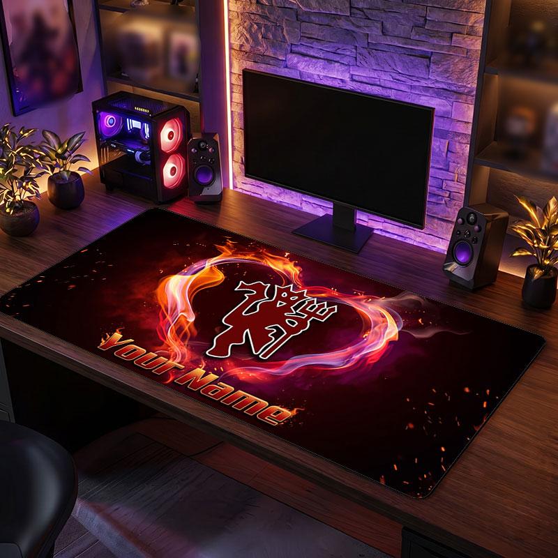 Tappetino per Mouse Grande Personalizzato Manchester United, Stampa Testo Nome Personalizzato, Tappetino da Scrivania Antiscivolo con Logo Calcio, Regalo per Gamer