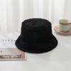 Winter Lamb Plush Sun Protection Pure Color Caps Lambwool Bucket Hat Korean Style Caps Female Hats
