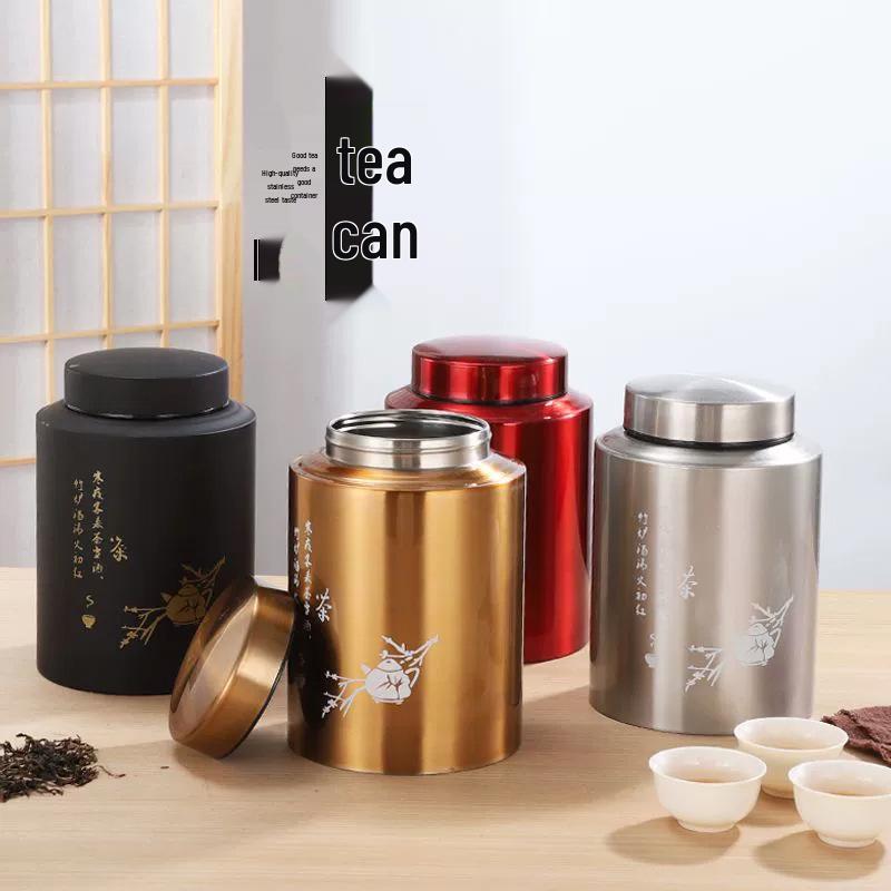Stainless Steel Moisture-Proof Red Pu'er Tea Storage Canister
