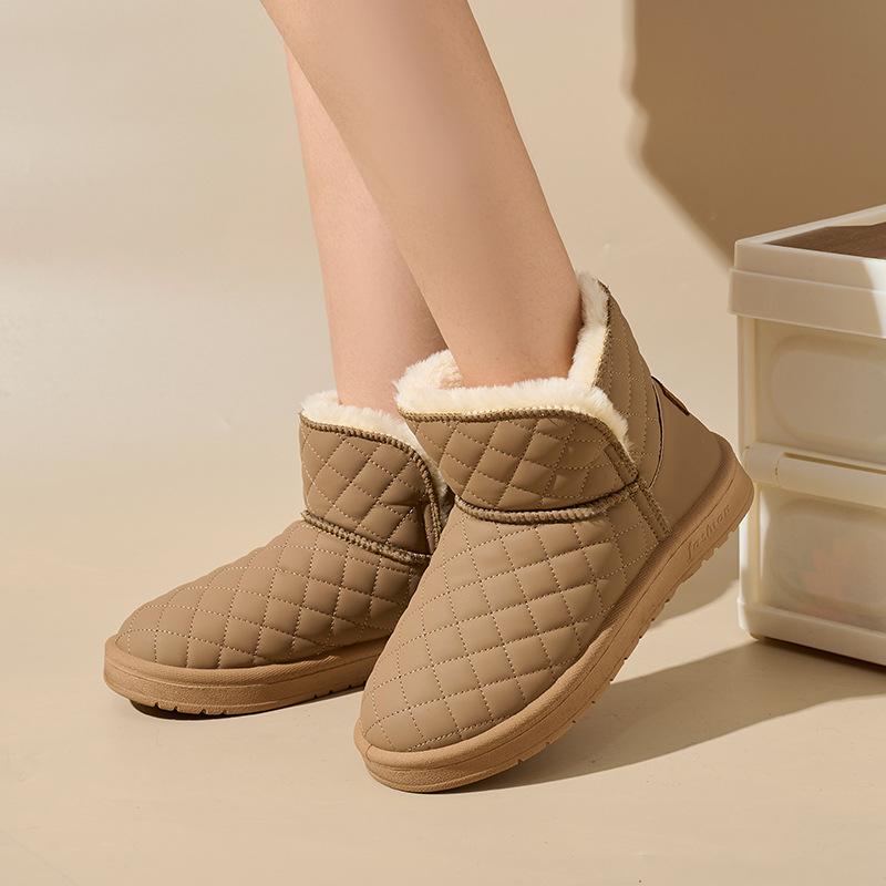 Zimní platformové sněhule pro ženy Voděodolné s plyšovou fleecovou podšívkou Vycházkové kotníkové boty Dámské teplé s podšívkou z umělé kožešiny Protiskluzové kotníkové boty