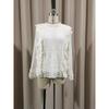 New Elegant Mesh Long Sleeve Lace Blouse Women Solid Color Round Neck Top Women's Loose Shirt Casual Sweet Office Spring Autumn Hollow Out Clothing