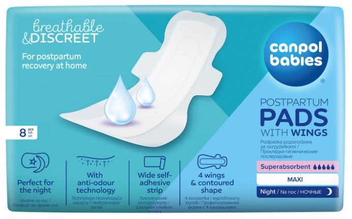 Premium Nighttime Postpartum Maternity Pads with Wings, Pack of 10