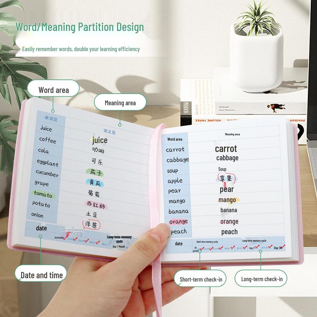 Ebbinghaus Pocket Word Book: Square Leather English Self-Discipline Notebook for Students
