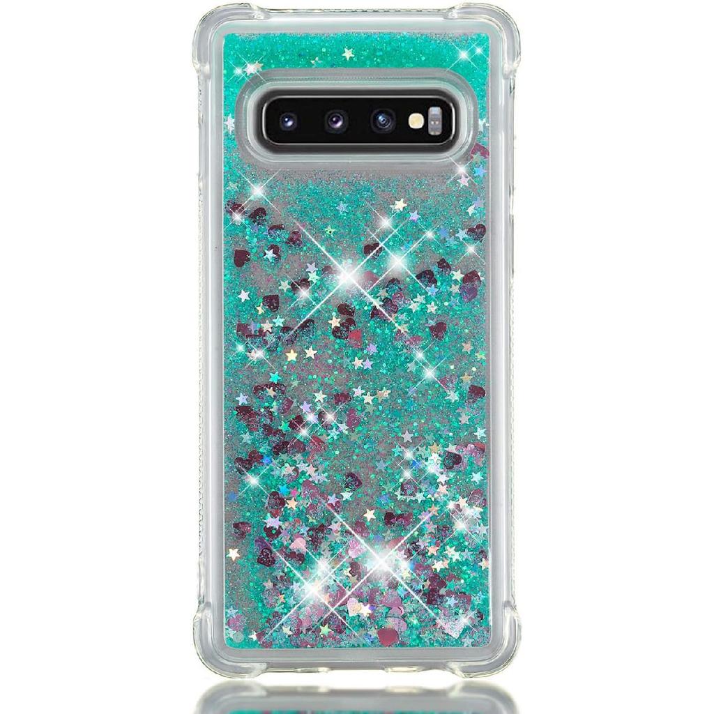 Compatible with Galaxy S10 Case, Bling Glitter Clear Case Floating Quicksand Shockproof Protective Sparkle Silicone Soft TPU Case for Samsung Galaxy