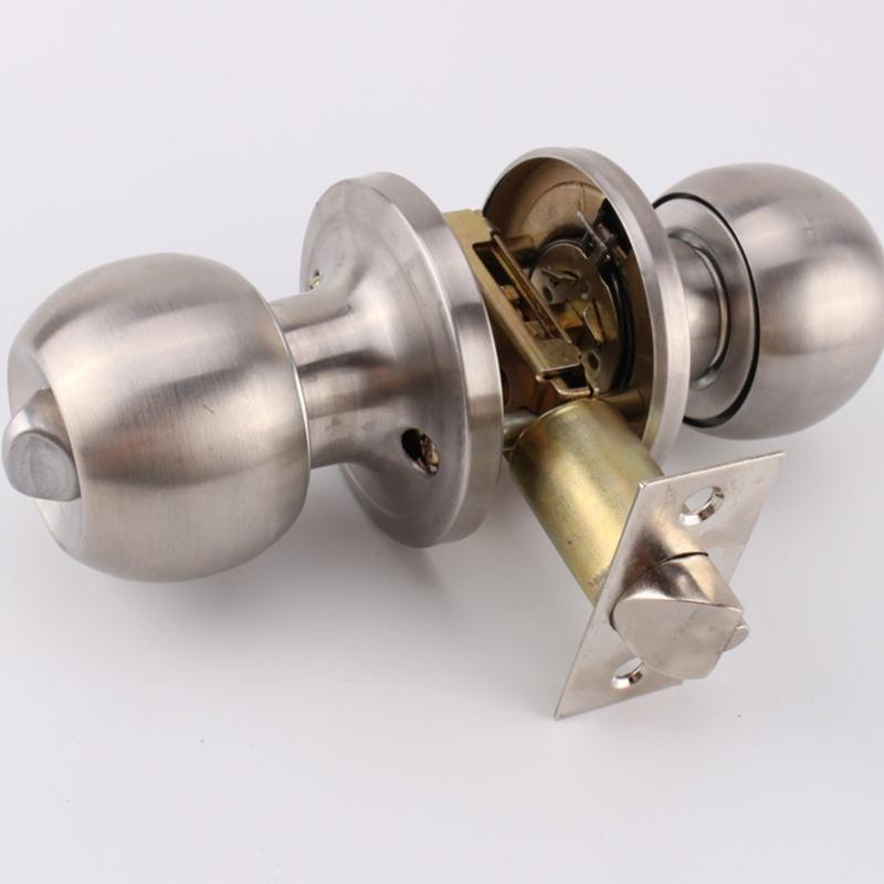 Stainless Steel Round Door Knobs Knobset Entrance Lock Interior Door Handles for Hallway, Closet, Bathroom Easy To Install